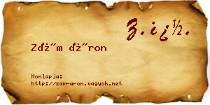 Zám Áron névjegykártya